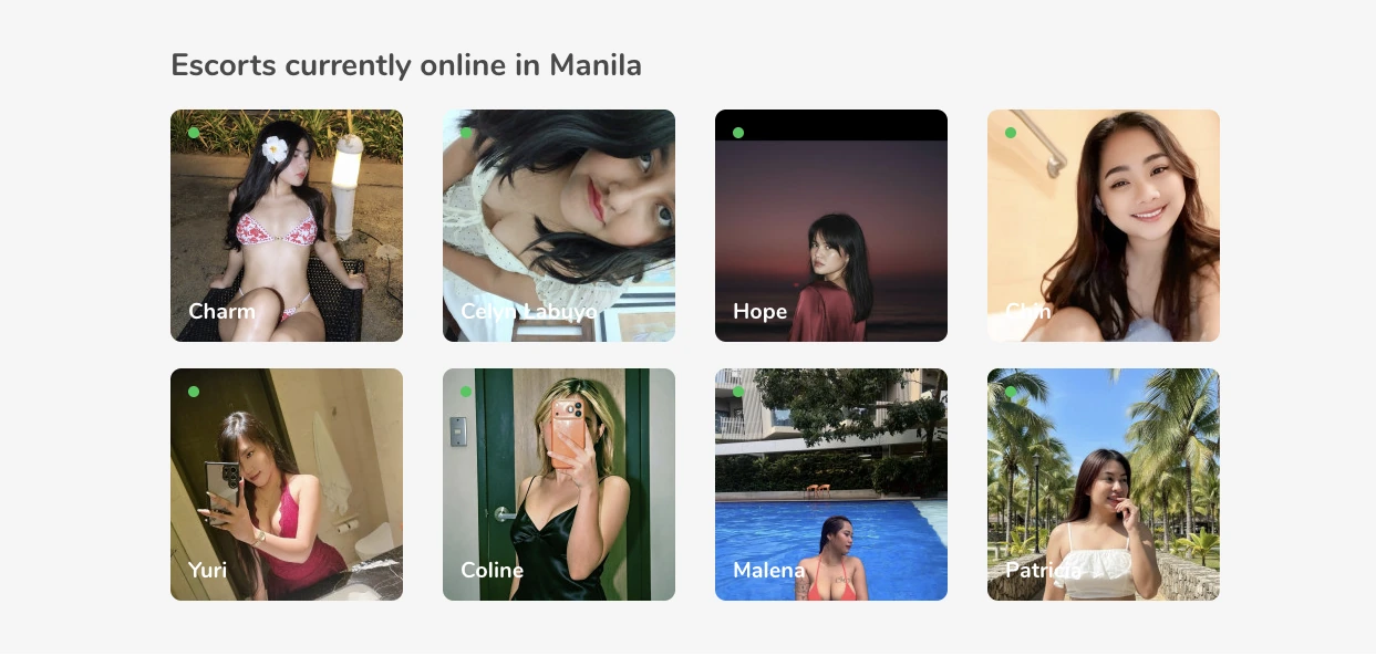 Eight Smooci profile tiles presented as currently online in Manila