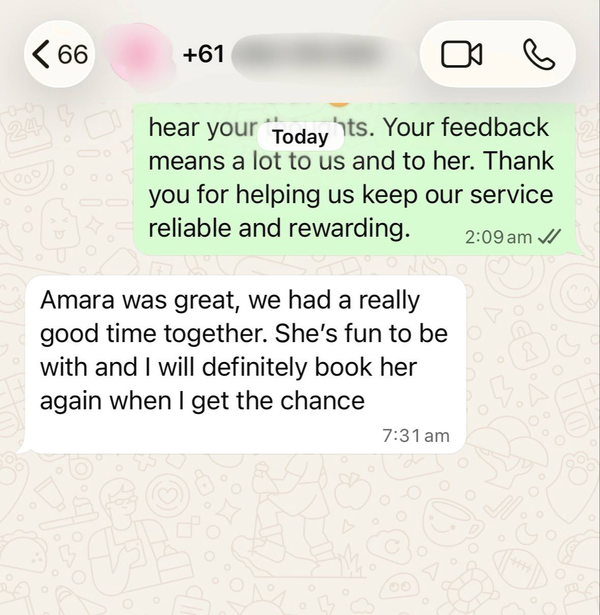 Will definitely book Amara again, really a good time, fun and... proof screenshot