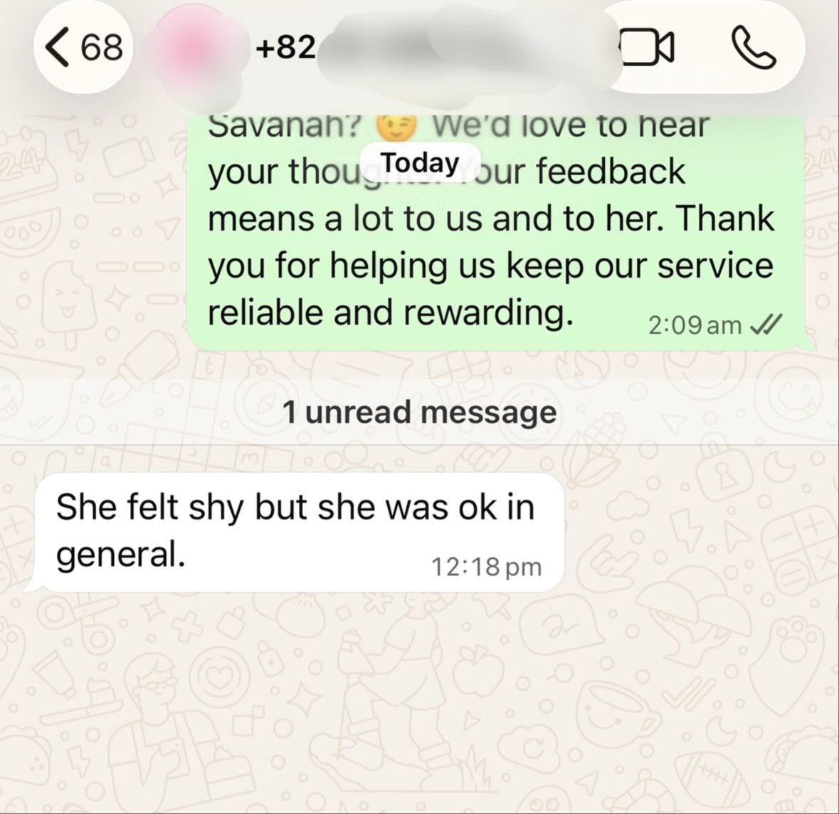 Savanah felt shy proof screenshot
