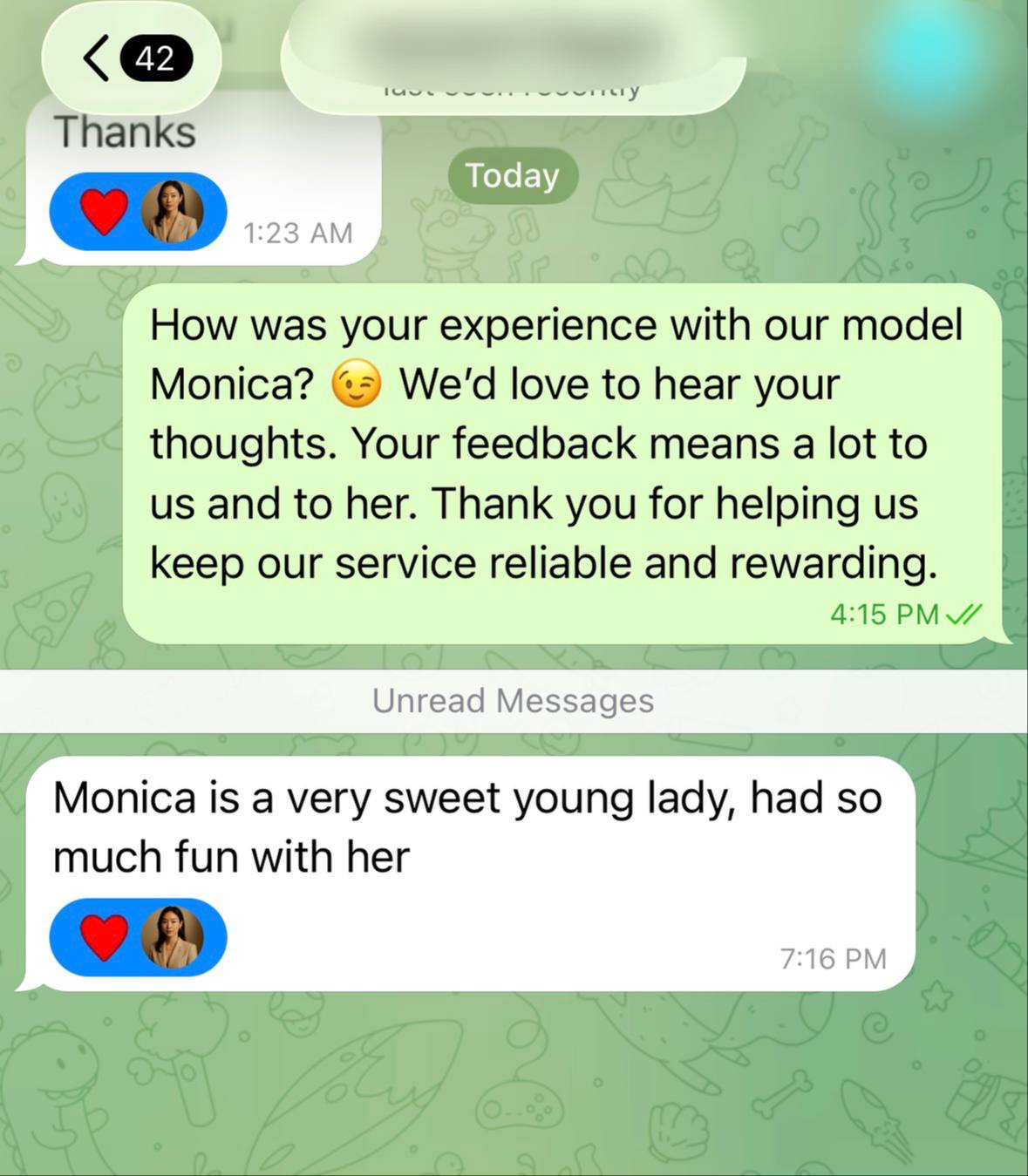 Monica is a very sweet young lady, had so much fun with her proof screenshot