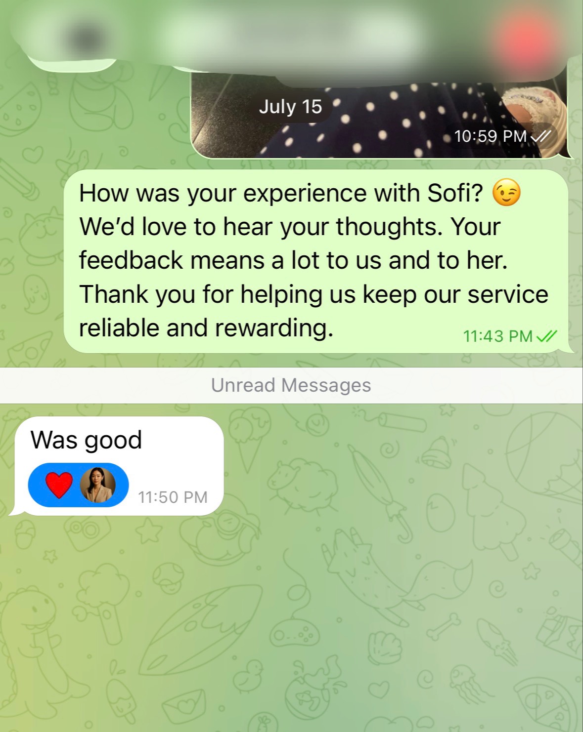 Sofi was Good! proof screenshot
