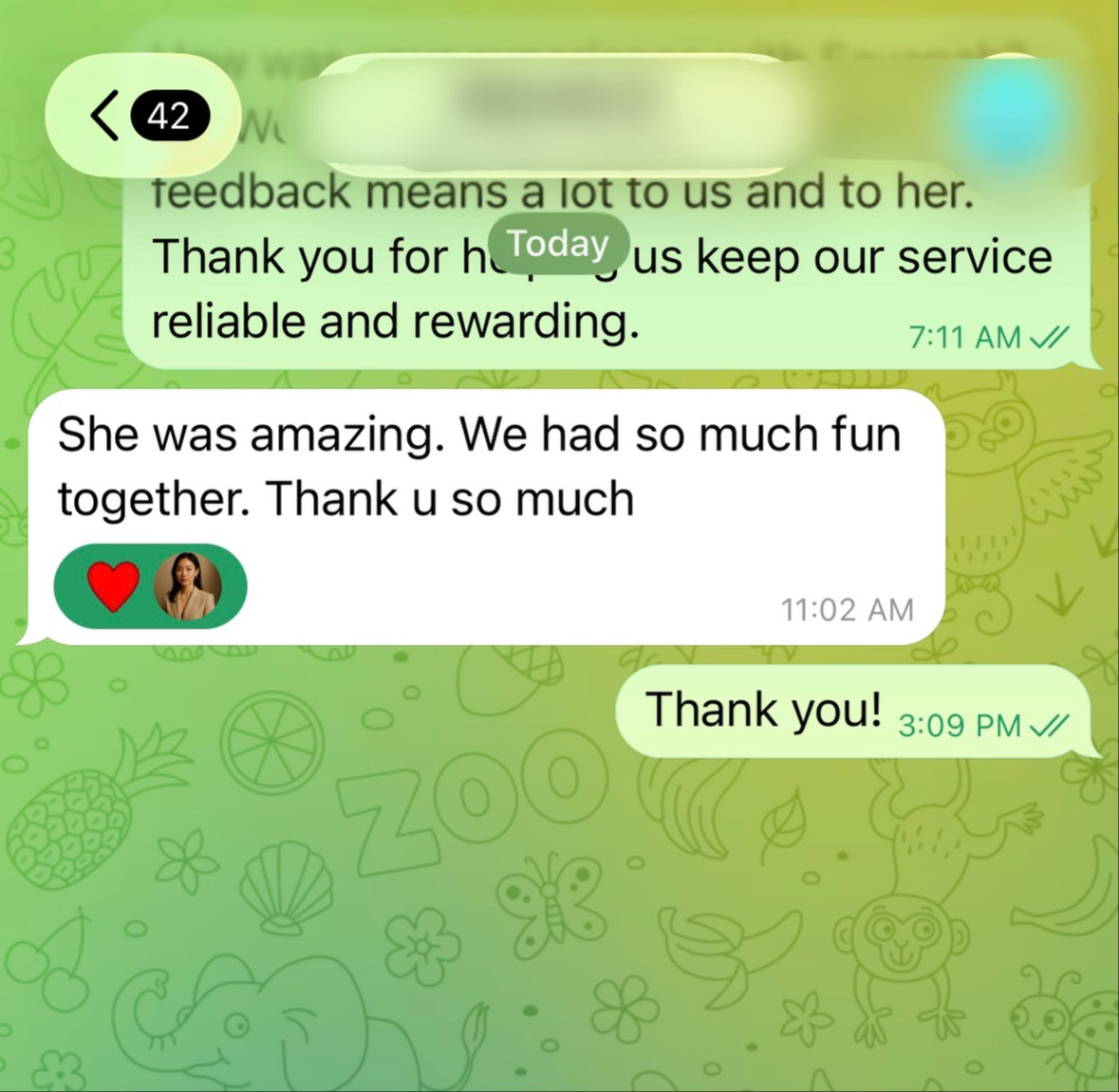 She was amazing. We had so much fun together. Thank u so much proof screenshot