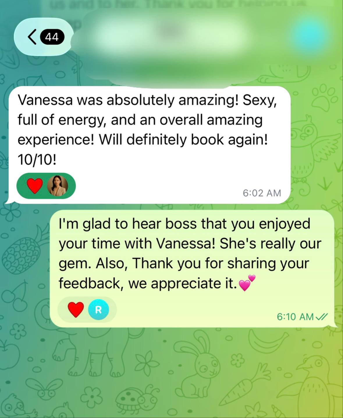 Vanessa's client review- Vanessa was absolutely amazing! Se... proof screenshot