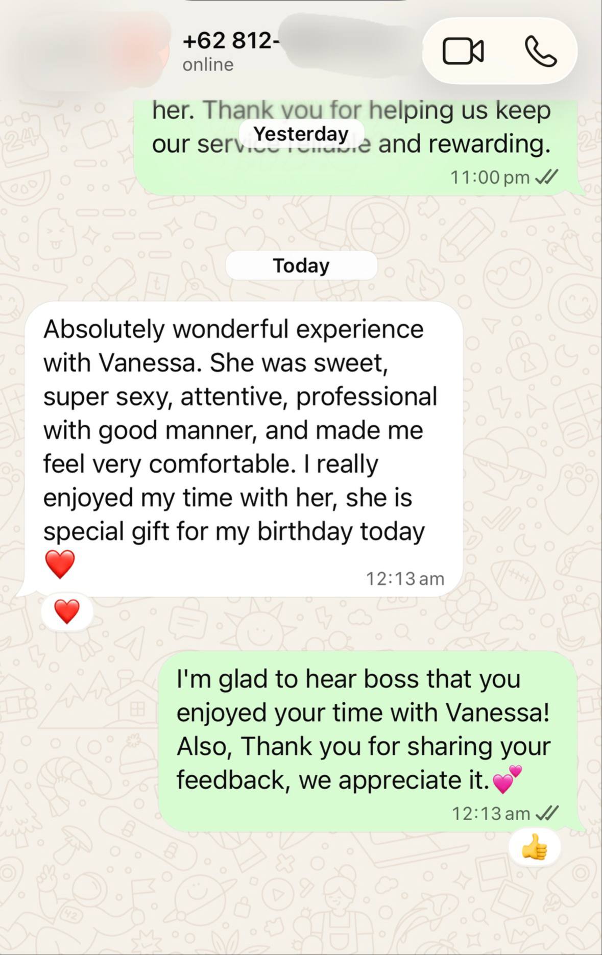 Vanessa's client review- Absolutely wonderful experience wi... proof screenshot