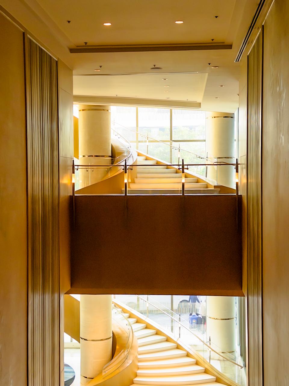 Spiral stairs and bridge inside Shangri-La The Fort